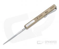 Axial Shift Clip Point Stonewashed S35VN Tan Left-Hand OTF Automatic -EDC (Every Day Carry) Shop 63739 left 3