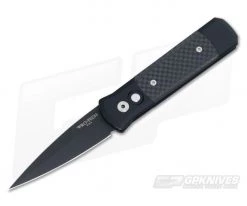 Protech Knives Godson Black Plain Edge Carbon Fiber Inlays 705