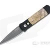 Protech Custom LTD Godson Automatic Nichols Damascus Maple Burl Inlaid Folder 706-DAMA-02 -EDC (Every Day Carry) Shop 706 dama 02 1