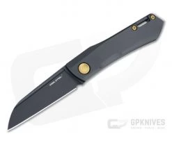 Real Steel Solis Sheepsfoot Black N690 Gold/Black Titanium Slip Joint Folder 7063G