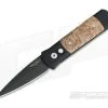 Protech Knives Godson Black Plain Edge Maple Burl Inlays 707 -EDC (Every Day Carry) Shop 707 1 1