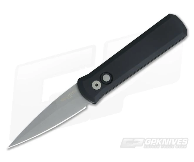 Protech Knives Godson Blasted Plain Edge Solid Black Aluminum 720 3 Protech Knives Godson Blasted Plain Edge Solid Black Aluminum 720