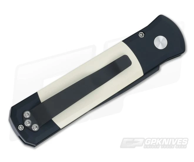 Protech Knives Godson Tuxedo Black Plain Edge Ivory Micarta Inlays 752 4 Protech Knives Godson Tuxedo Black Plain Edge Ivory Micarta Inlays 752 - Image 2
