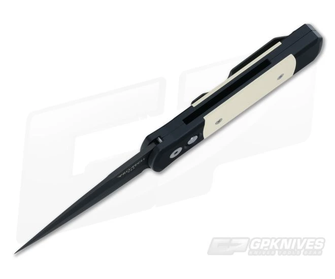 Protech Knives Godson Tuxedo Black Plain Edge Ivory Micarta Inlays 752 5 Protech Knives Godson Tuxedo Black Plain Edge Ivory Micarta Inlays 752 - Image 3