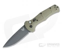 Benchmade Claymore Black Plain Edge CPM-D2 Foliage Green Grivory Button Lock Automatic 9070BK-1