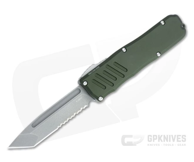 Guardian Tactical Recon-035 Stonewashed Part Serrated Elmax Tanto OD Green OTF Automatic 98522 3 Guardian Tactical Recon-035 Stonewashed Part Serrated Elmax Tanto OD Green OTF Automatic 98522