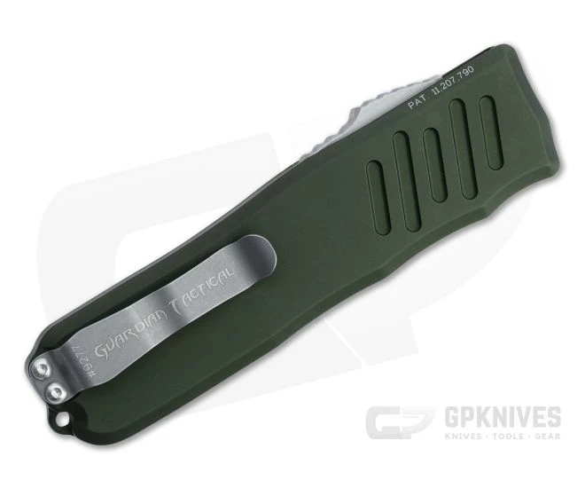 Guardian Tactical Recon-035 Stonewashed Part Serrated Elmax Tanto OD Green OTF Automatic 98522 4 Guardian Tactical Recon-035 Stonewashed Part Serrated Elmax Tanto OD Green OTF Automatic 98522 - Image 2