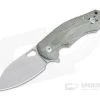 GiantMouse ACE Biblio Green Canvas Micarta Stonewashed M390 Liner Lock Flipper