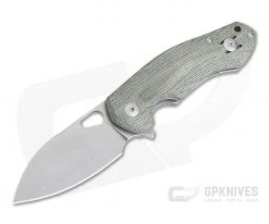 GiantMouse ACE Biblio Green Canvas Micarta Stonewashed M390 Liner Lock Flipper