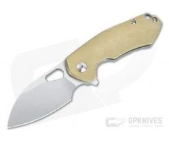GiantMouse ACE Riv Tumbled Brass Satin Elmax Titanium Frame Lock Flipper