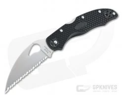 Byrd Harrier 2 Wharncliffe Lightweight Black FRN Satin Serrated Folder BY01SBKWC2