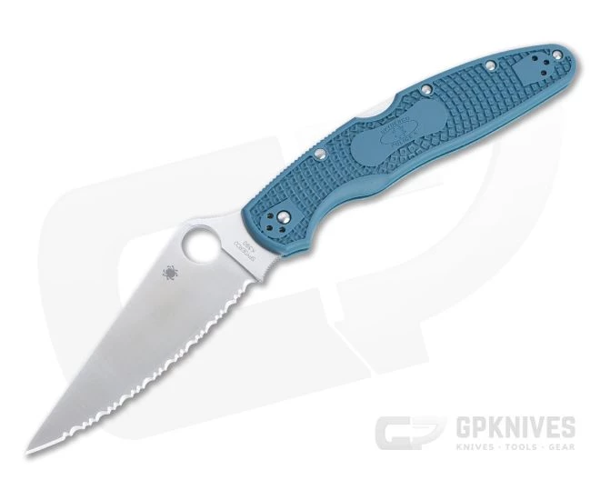 Spyderco Police 4 Lightweight Serrated K390 Dark Cyan Blue FRN Back Lock C07FS4K390 3 Spyderco Police 4 Lightweight Serrated K390 Dark Cyan Blue FRN Back Lock C07FS4K390