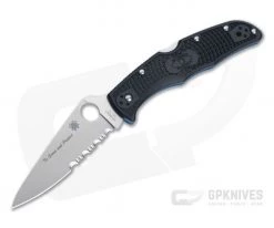 Spyderco Endura 4 Thin Blue Line Partially Serrated VG10 FRN Folder C10FPSBKBL