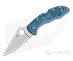 Spyderco Delica 4 Flat Ground K390 Dark Cyan Blue FRN C11FPK390
