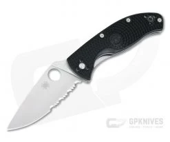 Spyderco Tenacious Lightweight Black FRN Satin Partially Serrated C122PSBK