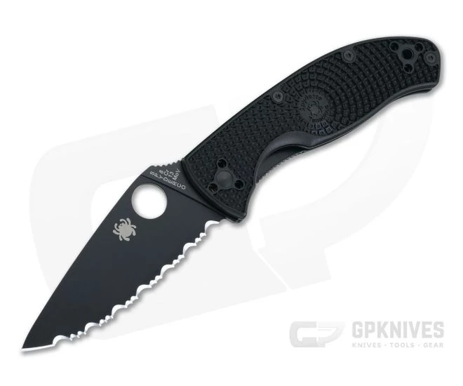 Spyderco Tenacious Lightweight Black FRN Black Fully Serrated Liner Lock C122SBBK 3 Spyderco Tenacious Lightweight Black FRN Black Fully Serrated Liner Lock C122SBBK