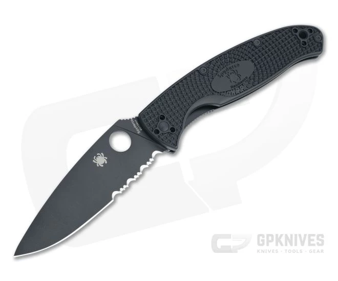 Spyderco Resilience Lightweight Black Partially Serrated Black FRN Liner Lock Folder C142PSBBK 3 Spyderco Resilience Lightweight Black Partially Serrated Black FRN Liner Lock Folder C142PSBBK