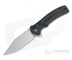 CIVIVI Cogent Flipper Blasted 14C28N Black Burlap Micarta Button Lock Folder C20038D-7