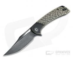 CIVIVI Dogma Black Polished Brass Black Hand Rubbed Damascus Liner Lock Flipper C2005DS-1