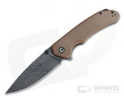CIVIVI Brazen Drop Point Brown Micarta Black Damascus Liner Lock Flipper C2102DS-1