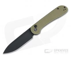 CIVIVI Button Lock Elementum Black Stonewashed 14c28n Olive Micarta Folder C2103B