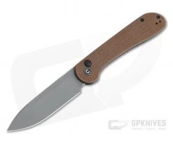 CIVIVI Button Lock Elementum Gray Stonewashed 14c28n Brown Micarta Folder C2103D