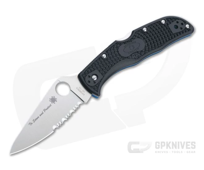 Spyderco Endela Thin Blue Line Partially Serrated VG10 FRN Folder C243FPSBKBL 3 Spyderco Endela Thin Blue Line Partially Serrated VG10 FRN Folder C243FPSBKBL