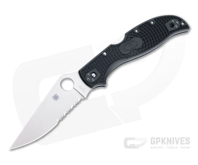 Spyderco Stretch 2 XL Partially Serrated Satin VG10 Black FRN Folder C258PSBK 3 Spyderco Stretch 2 XL Partially Serrated Satin VG10 Black FRN Folder C258PSBK