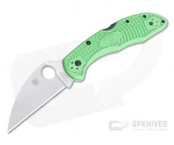 Spyderco Salt 2 Wharncliffe Flat Ground Plain LC200N Green FRN Folder C88FPWCGR2