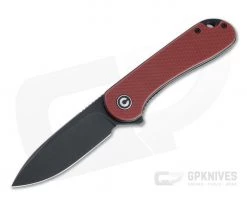 CIVIVI Elementum Black Stonewashed D2 Burgundy G10 Liner Lock Flipper C907A-1