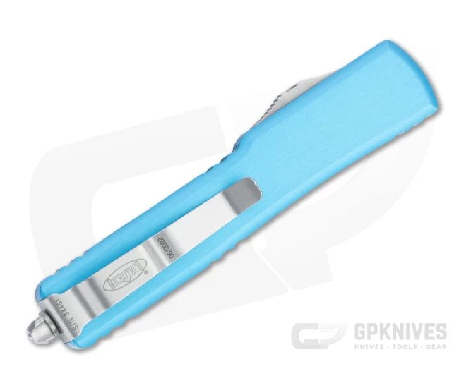 Microtech UTX-70 CA S/E Stonewashed M390 Turquoise California Legal OTF Automatic CA148-10TQ 4 Microtech UTX-70 CA S/E Stonewashed M390 Turquoise California Legal OTF Automatic CA148-10TQ - Image 2