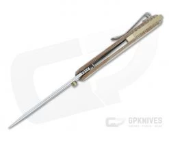 GiantMouse ACE Clyde Stonewashed Elmax Natural Micarta & Brass Folder -EDC (Every Day Carry) Shop clyde nat micarta brass 3