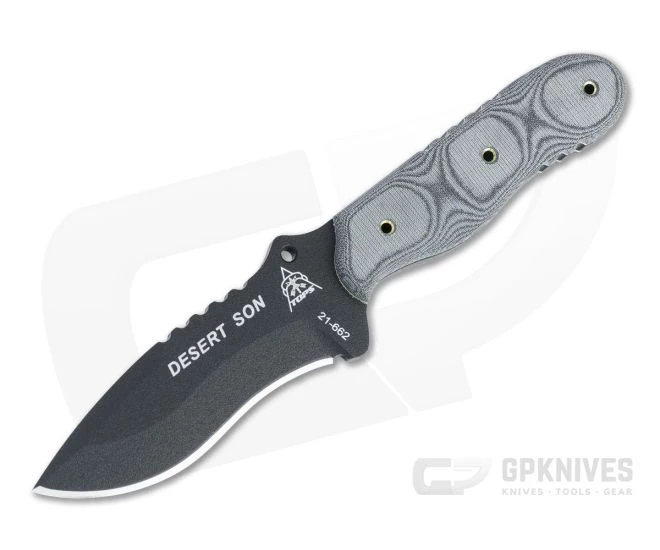TOPS Desert Son Black Recurve Hunters Point Black Linen Micarta Fixed Blade DSON-01 3 TOPS Desert Son Black Recurve Hunters Point Black Linen Micarta Fixed Blade DSON-01