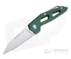 MKM Edge Reverse Tanto Satin M390 Green Aluminum Slip Joint Folder EG-AGR