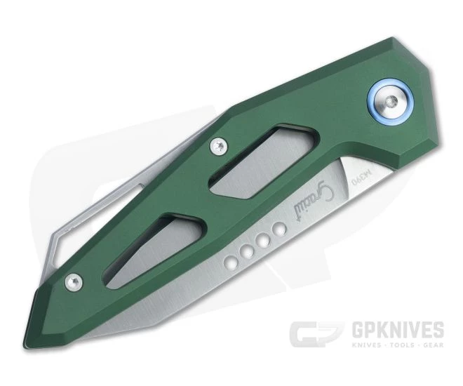 MKM Edge Reverse Tanto Satin M390 Green Aluminum Slip Joint Folder EG-AGR 4 MKM Edge Reverse Tanto Satin M390 Green Aluminum Slip Joint Folder EG-AGR - Image 2