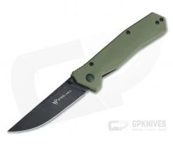 Steel Will Daitengu Liner Lock Black StoneWash D2 OD Green G10 Folder F11-33