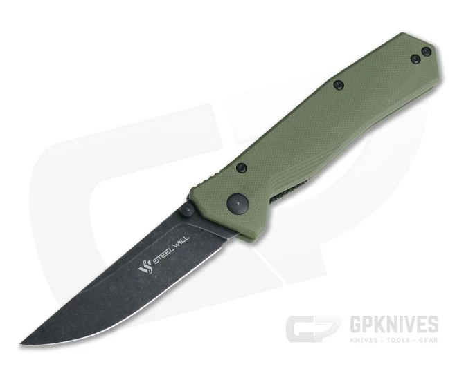 Steel Will Daitengu Liner Lock Black StoneWash D2 OD Green G10 Folder F11-33 3 Steel Will Daitengu Liner Lock Black StoneWash D2 OD Green G10 Folder F11-33