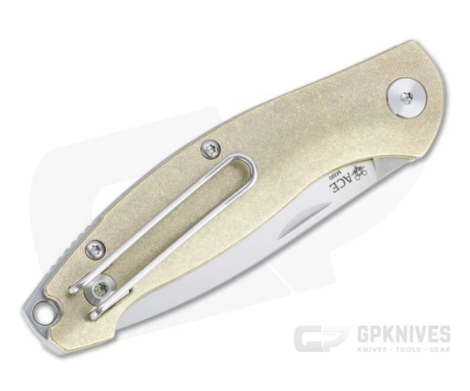 GiantMouse ACE Farley Satin M390 Tumbled Brass Slip Joint Folder 4 GiantMouse ACE Farley Satin M390 Tumbled Brass Slip Joint Folder - Image 2