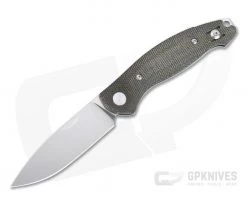 GiantMouse ACE Farley Satin M390 Green Canvas Micarta Slip Joint Folder