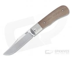 Pena Knives X Series Large Texas Trapper Bolstered Brown Canvas Micarta M390 Front Flipper