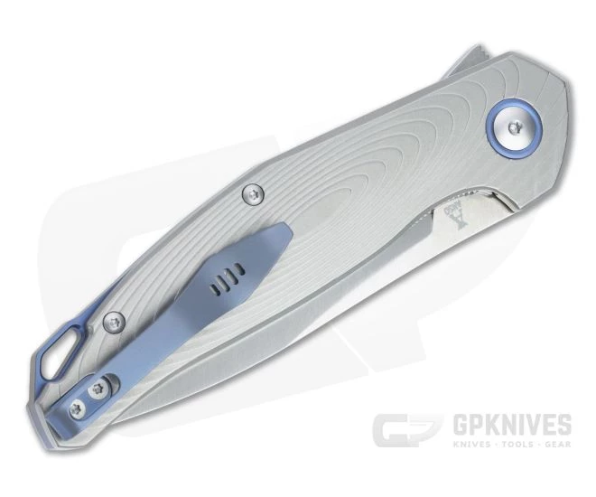 MKM Anso Goccia Satin M390 Blasted 3D Titanium Liner Lock Flipper GC-T 4 MKM Anso Goccia Satin M390 Blasted 3D Titanium Liner Lock Flipper GC-T - Image 2
