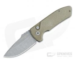 Protech Knives Les George SBR Acid Wash S35VN GPKnives Exclusive Green Micarta Top Automatic Knife