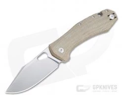GiantMouse ACE Grand Natural Canvas Micarta Satin Elmax Liner Lock Folder