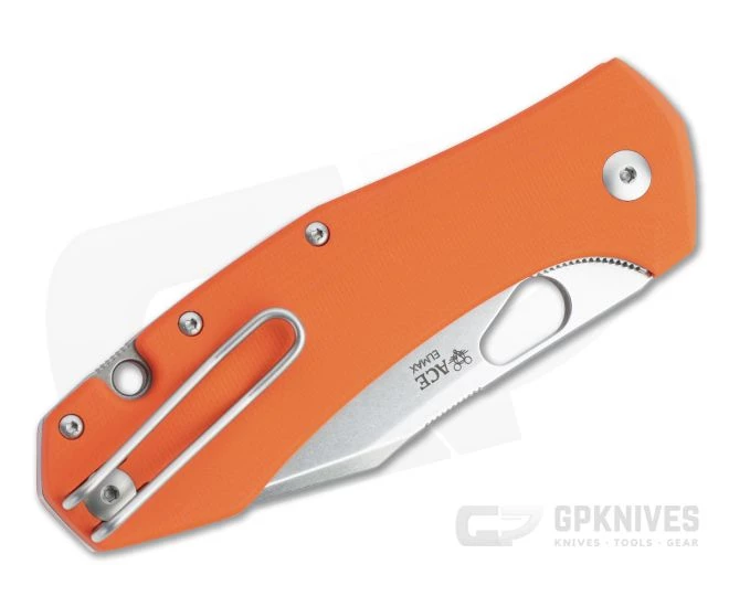 GiantMouse ACE Grand Orange G10 Stonewashed Elmax Liner Lock Folder 4 GiantMouse ACE Grand Orange G10 Stonewashed Elmax Liner Lock Folder - Image 2