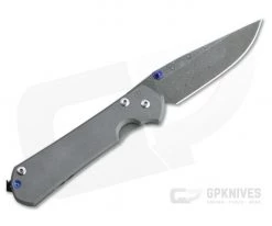 Chris Reeve Large Sebenza 31 Left Hand Raindrop Damascus Blasted Titanium Folder 002
