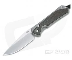 Chris Reeve Large Sebenza 31 Stonewashed S45VN Bog Oak Inlay Silver Hardware Folding Knife 010