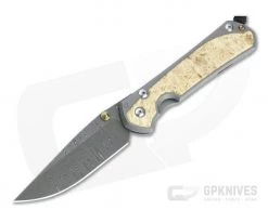 Chris Reeve Large Sebenza 31 Ladder Damascus Box Elder Inlaid Titanium Folding Knife