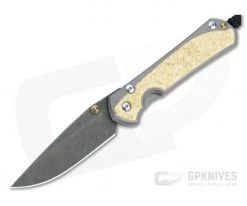 Chris Reeve Large Sebenza 31 Raindrop Damascus Box Elder Inlay Folder