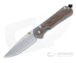 Chris Reeve Large Sebenza 31 S45VN Gold Double Lugs Natural Canvas Micarta Inlay Folding Knife