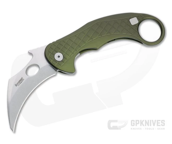 LionSteel X Emerson L.E. One Karambit Stonewashed Magnacut Green Aluminum Frame Lock Flipper LE1 A GS 3 LionSteel X Emerson L.E. One Karambit Stonewashed Magnacut Green Aluminum Frame Lock Flipper LE1 A GS